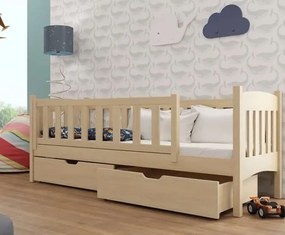 Detská posteľ z masívu borovice Gandalf so zásuvkami - 200x90 cm - PRÍRODNÁ BOROVICA