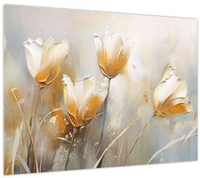 Obraz - Maľba tulipánov (70x50 cm)