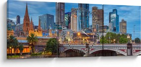 Obraz mesta Melbourne (s hodinami) (90x30 cm)