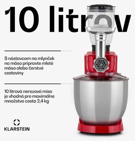 Klarstein Renata Rossa, kuchynský robot 3 v 1, 2000 W/2,7 PS, 10 l, nehrdzavejúca oceľ, bez BPA
