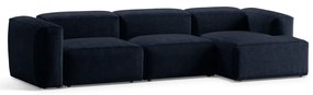 Tmavomodrá menčestrová rohová pohovka (pravý roh/s leňoškou) Bergamo – Cosmopolitan Design