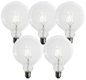 Sada 5 E27 3-stupňové stmievateľné LED špirálové vlákno G125 4W 450 lm 3000K
