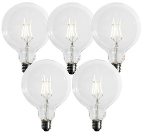 Sada 5 ks E27 3-stupňová stmievateľná LED žiarovka so špirálovým vláknom G125 4W 450lm 3000K