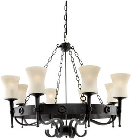 Searchlight 0818-8BK - Luster na reťazi CARTWHEEL 8xE27/60W/230V čierny