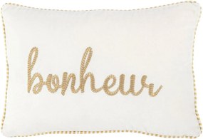 Polštář Bonheur textil bílý se zlatým – 30*45*3,5 cm