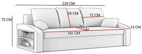 Pohovka Houda (čierna + biela) (s poličkou) . Vlastná spoľahlivá doprava až k Vám domov. 1067046