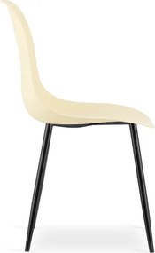 Set dvoch jedálenských stoličiek WAT krémový - čierne nohy (2 ks)
