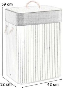 Kôš na bielizeň bambusový 80 l biely / sivý