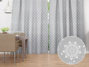 Biante Saténový záves LUP-504 Snehové vločky na striebornom 140x210 cm