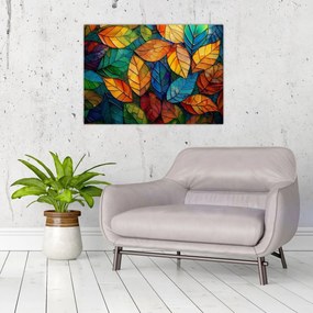 Sklenený obraz - Mozaika z listov (70x50 cm)