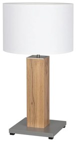 Stolová lampa FLAME, 1xMax.40W, biele textilné tienidlo, dyhovaný dub, G