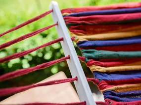 Farebná hojdacia sieť s vankúšom HAMAK pre 2 osoby 190x150 cm