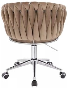 LuxuryForm DESIGN Stolička NORDEN VELUR na striebornej podstave s kolieskami - latte