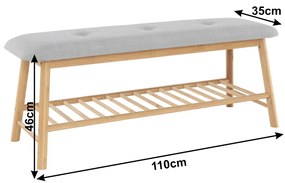 Sivá lavica s bambusovou konštrukciou LAVIDA TYP 3