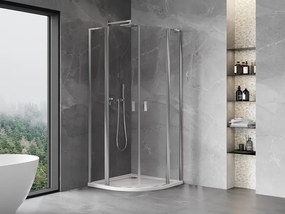 Mexen Mist L, štvrťkruhový sprchový kút s 2-krídlovými dverami, 80 x 80 cm, 8mm číre sklo, chrómový profil, 8A32L-080-080-01-00