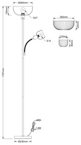 Globo 59947S - Stojacia lampa HINTON 1xE27/40W/230V + 1xE14/25W