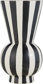 LYDIA Váza pruhy 30 cm - čierna / biela