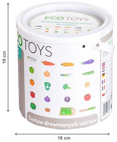 Drevená zelenina na krájanie, 20 ks, ECOTOYS