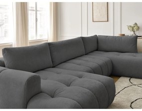 Tmavosivá rozkladacia/s úložným priestorom rohová pohovka (pravý roh/do tvaru "U") Fuji – Bobochic Paris