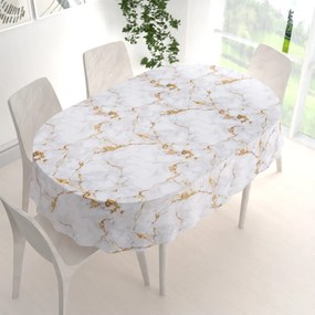 Biante Dekoračný oválny obrus PM-065 Hnedo-béžový mramor 100x140 cm