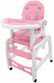 Detská jedálenská stolička 3v1 | ružová