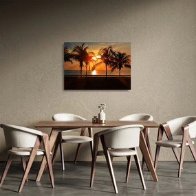 Sklenený obraz palmy v západe slnka (70x50 cm)
