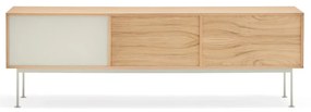 Krémovobiela TV komoda v dubovom dekore Teulat Yoko