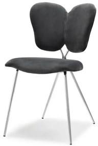 Dizajnová jedálenská stolička FLYN grafitová + strieborné nohy