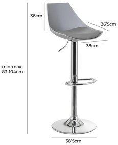 Sivé barové stoličky s nastaviteľnou výškou z imitácie kože v súprave 2 ks (výška sedadla 56,5 cm) – Casa Selección