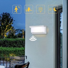 Brilagi-LED Vonkajšie nástenné svietidlo so senzorom BRICKY LED/12W/230V biela IP54