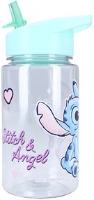Plastová fľaša na pitie Lilo &amp; Stitch so slamkou - 450 ml
