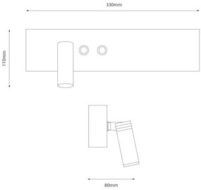 LED nástenné bodové svietidlo RESORT LED/10W/230V + LED/3W biele ľavé