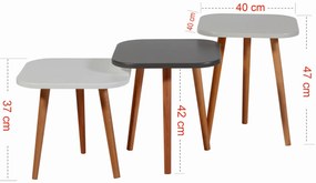 Set konferenčných stolíkov Tuvantille T (antracit + dub biely). Akcia -19%. Vlastná spoľahlivá doprava až k Vám domov. 1127621