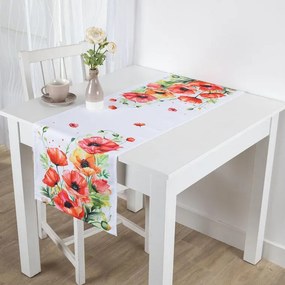 Behúň s potlačou ČERVENÉ VLČIE MÁKY 40 x 110 cm