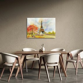 Maľovaný sklenený obraz Eiffelovej veže (70x50 cm)