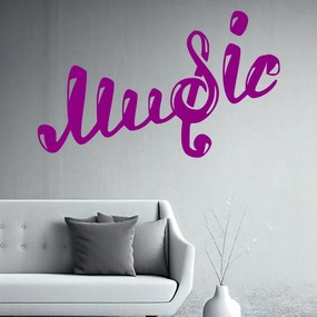 Veselá Stena Samolepka Nápis Music Farba: fialová, Veľkosť: 100 x 62 cm