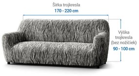 Bielastické poťahy UNIVERSO NOVÉ žíhané čiernobiele trojkreslo (š. 170 - 220 cm)