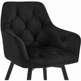 Jedálenská otočná stolička JORK360 zamatová, čierna (čierne nohy)