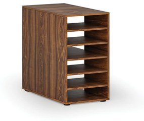 Prístavná policová skrinka k pracovnému stolu PRIMO WOOD, pravá, orech