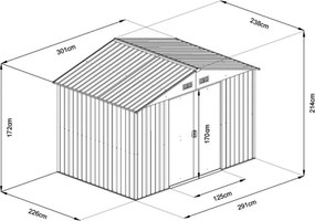 Domček Strend Pro, záhradný, plech, antracit, 301x236x214 cm
