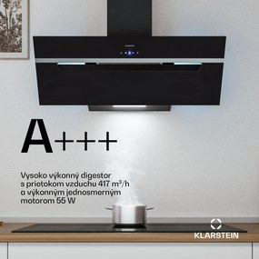 Klarstein BigBite šikmý digestor | režim odsávania vzduchu a recirkulácie | bezpečnostné sklo | 417 m³/h | 90 cm