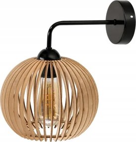 Nástenná lampa 1x E27 edison LED nad zrkadlo s dreveným tienidlom