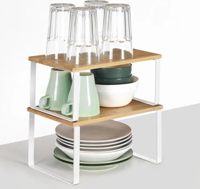 Sada bambusových organizérov CEZAR, 2ks, hnedá/biela SongmicsHome