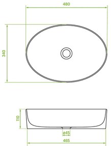 Laveo Desna, umývadlo na dosku 480x340x110 mm, biela lesklá, LAV-VUD_6248
