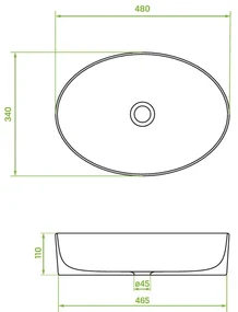 Laveo Desna, umývadlo na dosku 480x340x110 mm, biela lesklá, LAV-VUD_6248