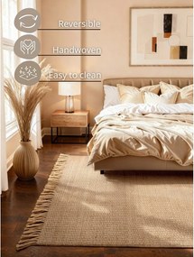Obojstranný/ručne tkaný jutový koberec v prírodnej farbe 200x300 cm Fjord – Hanse Home