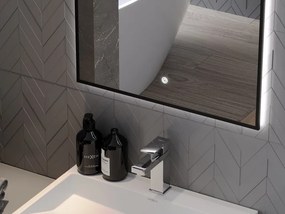 Mexen Erma, LED kúpeľňové zrkadlo s podsvietením a čiernym rámom 80x60 cm, 6000K, ochrana proti zahmlievaniu, 9814-080-060-611-70