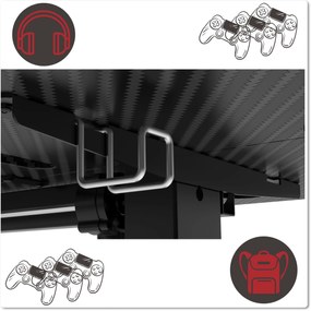 Výškově nastavitelný elektrický herní stůl  SHADOW GAMER 2.0 LED RGB 120 cm černý