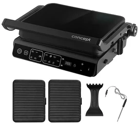 Concept ge3600 - Kontaktný gril s teplotnou sondou GLASS 2000W/230V čierny CO0031