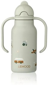 Liewood Termofľaša s úchytmi Kimmie 250ml Vehicles dove blue